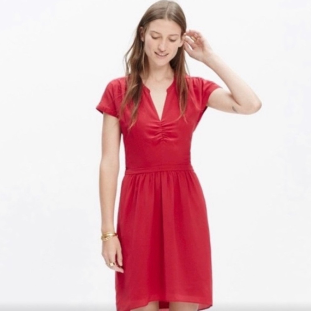 NWT Madewell Dress Size 6 Silk Fable Dress Red Juniper Berry Retail $148 E1518